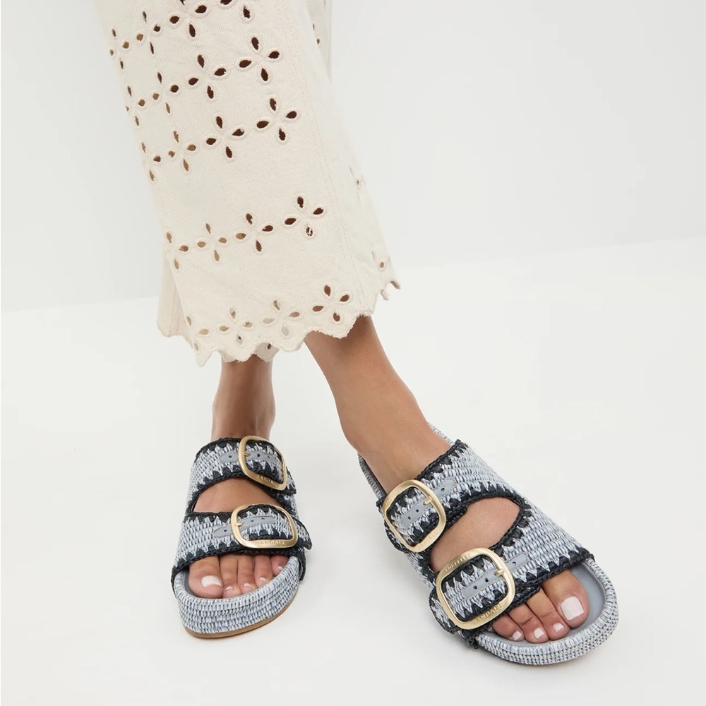 Loeffler Randall Woven Gray and Black Sandals
